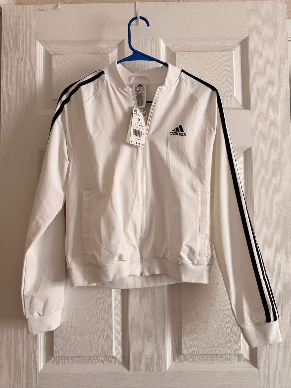 adidas White Jacket with Black Shoulder Stripes